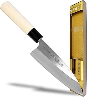 Seki Japan TSUBAZO Japanese Sushi Chef Knife, Stainless Steel Sashimi Deba Knife, Shiraki Handle, 150 mm (5.9 in)