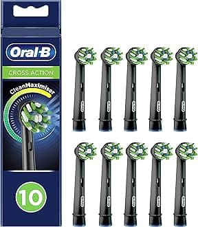 Oral-B CrossAction Toothbrush Head Black, CleanMaximiser Technology, 10 Counts, Mailbox Sized Pack, 7 g