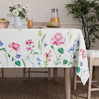 Encasa XO Dining Table Cover Cloth for 4 Seater | 140x140 cm Square Table Cloth | Water Repellent Polyester Tablecloth for Indoor & Outdoor Use - Pink Butterflies Digital Print