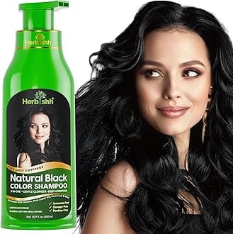Herbishh Hair Color Shampoo for Gray Hair – Natural Hair Dye Shampoo – Colors Hair in Minutes – Lasts Up To 3-4 Weeks – 500ML – 3-In-1 Hair Color – Colors, Cleanses, and Conditions (Black)