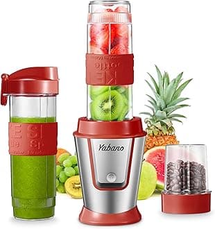 Personal Blender, Electric Shake Bottle with 2 x 20oz Travel Bottle and Coffee/Spices Jar, Portable Shaker Cups for Protein Shakes, 500W Single Serve Blender for Shakes and Smoothies, Sports(Red)