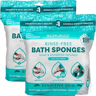 Disposable No Rinse Bathing Wipes for Sensitive Skin - All-in-1 Single Use Shower Wipes, Simply Dampen, Lather, and Dry Without Shampoo or Rinsing (Sensitive Skin, 2-Pack)
