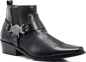 Enzo Romeo WT10 Men's Western Cowboy Motorcycle Ankle Boots black Size: