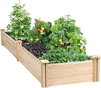 Wooden Raised Garden Bed Divisible Elevated Planting Planter Box for Flowers/Vegetables/Herbs in Backyard/Patio Outdoor Natural Wood 97 x 25 x 11in
