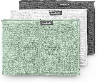 x3 Microfiber Cleaning Pads (Dark Gray, Light Gray, Jade Green) Absorbent Spongy Hygenic Pads for Kitchen Washing, Drying, Counters, Mirrors