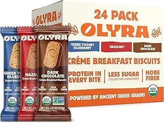 Olyra Variety Pack Sandwich Breakfast Biscuits, Organic Snacks, Healthy Snacks for Adults and Kids, Office Snack Low Sugar, High Fiber, Vegan Organic Cookies, USDA Certified Organic, Non GMO (Pack of 24)