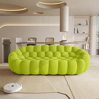 WJShome Bubble Sofa Couch,98'' Modern Curved Sofas for Living Room, 3 Seater Lazy Floor Sofa, Large Bean Bag Chair,Deep Seat Floor Sofas Chair Lounge for Office, Apartment (Lemon Green)