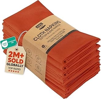 Utopia Kitchen Cloth Napkins [Pack of 12, Orange] 46 x 46 cm Washable Table Napkins for Hotel, Lunch, Restaurant, Weddings, Events and Parties