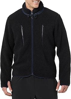 Amazon Essentials Mens Teddy Fleece Full-Zip Mock Neck Jacket with Chest Pockets