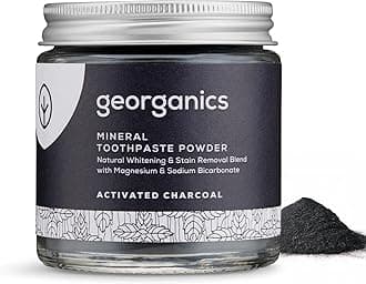 Georganics Whitening Mineral Toothpaste Powder - 60ml - Charcoal - 100% Natural Fluoride Free, SLS Free & Glycerine Free - Stain Removing & Teeth Whitening - Certified Cosmos, Vegan & Cruelty-Free