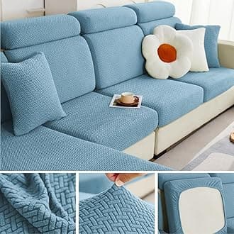 Soothing Home Sofa Covers, Sofa Hero Covers, Upgrade Stretch Fit Anti Slip Universal Sofa Cushion Covers, Wear Resistant, Stain Resistant & Washable (Sea Blue, Single Seat Cover)