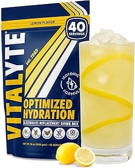 Vitalyte Electrolyte Powder Drink Mix, Isotonic Electrolyte Hydration Mix, Gluten Free Post Workout Powder Mix, Pack of 1, 35 oz., Lemon Flavor