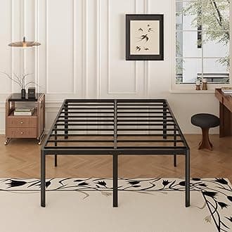 20 Inch Full Bed Frame Heavy Duty Full Size Platform Bed Frame with Rounded Corner Legs No Box Spring Needed, Easy Assembly, Noise Free, Black.