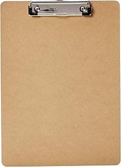 Amazon Basics Clipboard for Office Writing Hardboard 12-Pack, Brown