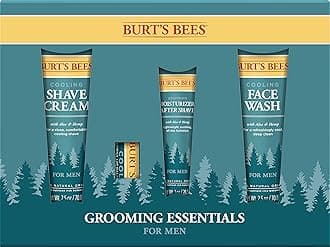 Burt's Bees Gifts Ideas - Grooming Essentials Kit, 4 Products for Men - Cooling Face Wash, Shave Cream, Soothing Moisturizer After Shave & Original Beeswax Lip Balm
