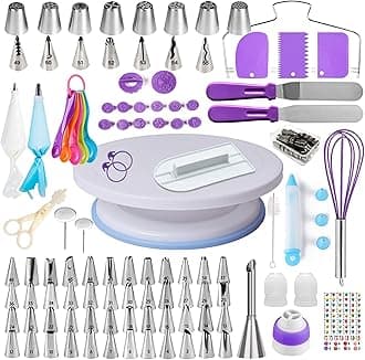 Boyun Cake Decorating Kit, 137pcs Cake Decorating Supplies With Cake Turntable For Decorating, Pastry Piping Bag, Russian Piping Tips Tools, Baking Supplies For Beginners