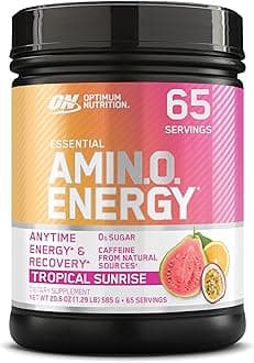 Optimum Nutrition Amino Energy - Pre Workout with Green Tea, BCAA, Amino Acids, Keto Friendly, Green Coffee Extract, Energy Powder - Tropical Sunrise, 20.6 Ounce, 65 Servings (Packaging May Vary)