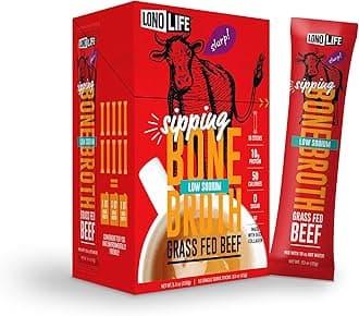 LonoLife Low-Sodium Beef Bone Broth Sticks: 10g Protein, Keto-Friendly - 10 Portable Servings