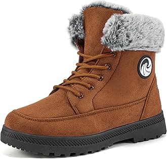 Snow Boots for Women Winter: Warm Fur Lined Ankle Booties Comfortable Lace Up Slip on Outdoor Walking Boot