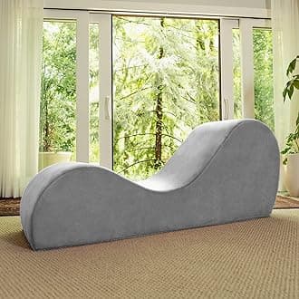 Avana Sleek Chaise Lounge for Yoga - Made in The USA - Great for Stretching, Relaxation, Exercise & More, 60D x 18W x 26H Inch, Light Grey