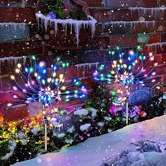 Anordsem Solar Garden Lights Solar Firework Lights Upgraded 120 LED Solar Lights Outdoor Waterproof with 2 Lighting Modes Twinkling and Steady-ON for Garden, Patio, Yard, Flowerbed, Parties (Colorful)