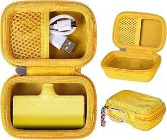 khanka Hard Travel Case Compatible with iWALK/Charmast/KKD/Abnoys/VEGER/Taegila Small Portable Charger 3350mAh 4500mAh 4800mAh 5000mAh 5200mAh 8000mAh Ultra-Compact Power Bank, Case Only (Yellow)