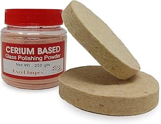 Excel Impex Cerium Oxide 250g With Polishing Disc (1 Pair of namada) for Polishing and clearing Minor Marks on Glass