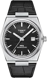 Tissot PRX Automatic Men's Watch Black Leather Strap T137.407.16.051.00 Steel