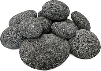 100% Natural Lava Stones for Gas Fire Pit and Fireplace (X-Large (3"- 5"))