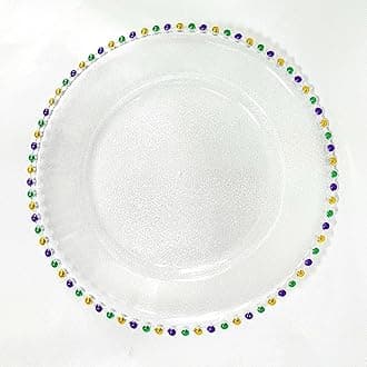 CN.JIAHE13inch Plastic Acrylic Colour Beaded Back texture Charger Plate, Set of 8, Charger Plates for Dinner,Wedding,Party,Event Decoration. (Acrylic Colour Beaded)