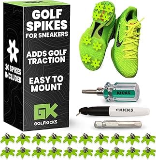 Golfkicks Golf Traction Kit for Sneakers with DIY Golf Spikes - Add Soft Spikes to Almost Any Shoe, 20 Count