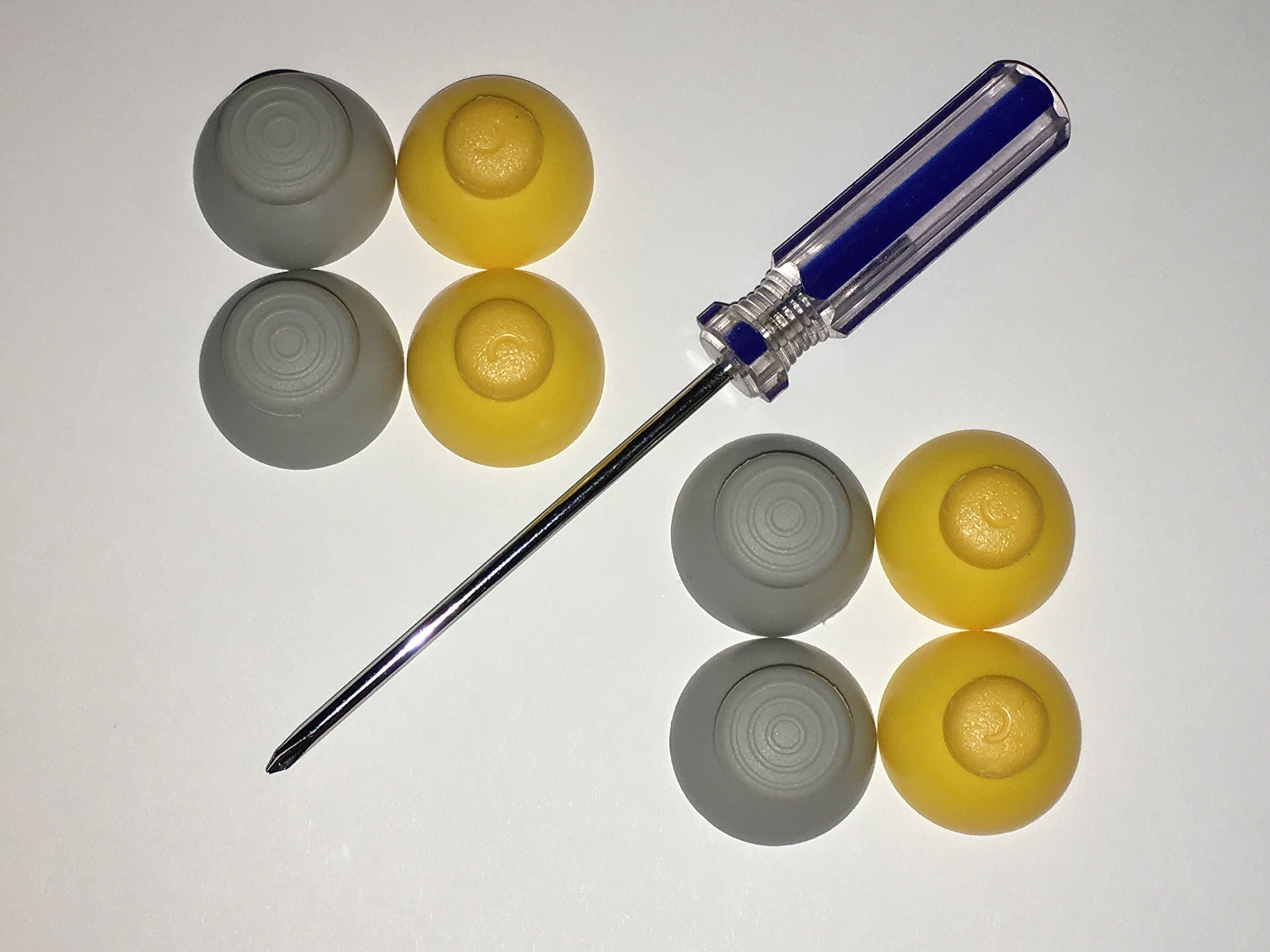 TBGS Replacement Nintendo Gamecube Joystick Analog Stick Cap Covers (Gray Left Cap Covers + Yellow Right Cap Covers) + Tri-wing Y Screwdriver