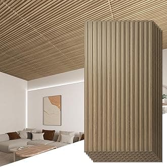 Art3d 6-Pack Slat Design 3D Wall Panels for Interior Wall Decor, 2x4 FT PVC Decorative Drop Ceiling Tiles - Walnut