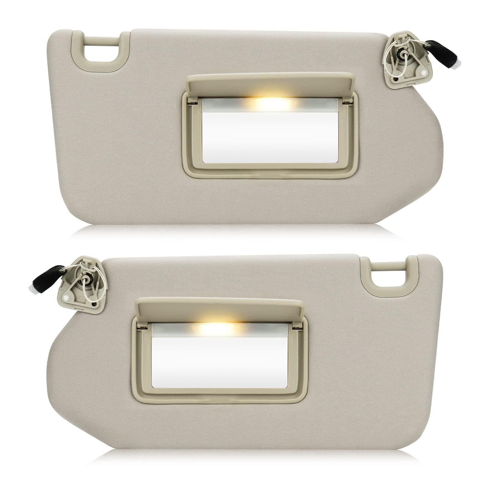 AEagle Left & Right Sun Visor with Light for 2013-2018 Nissan Pathfinder, 2014-2017 Infiniti QX60, 2013 JX35, Driver & Passenger Side Beige Sunvisor Replacement 96401-9PB0A, 96400-9PB0A
