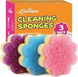Scrub Sponge, Dual-Sided Temperature-Responsive Scrubber - Non-Scratch - Multipurpose Dish Sponges for Kitchens, Bathrooms, and Outdoor Use - 3 Pack