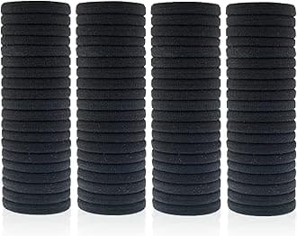 100 Pack Seamless Hair Ties for Women Girls Ponytail Holders for Thick Hair (Black)