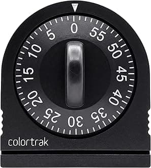 60 Minute Wind Up Timer, Visual Mechanical Timer, from 0 to 60 Minutes, for Kitchen, Hair Color Processing, Tanning Time, Kids' Home and Classroom Activities or Timeouts, Black