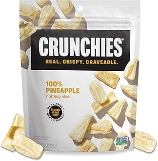 Crunchies Freeze-Dried Fruits, 100% All Natural Crispy Fruit, Non GMO and Kosher, Resealable Freeze Dried Fruit Snack Packs, Pack of 6 (Pineapple)
