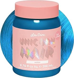 Lime Crime Unicorn Hair Dye Full Coverage, Anime (Candy Blue) - Vegan and Cruelty Free Semi-Permanent Hair Color Conditions & Moisturizes - Temporary Blue Hair Dye With Sugary Citrus Vanilla Scent