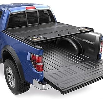 5.5 FT Hard Quad 4-Fold Truck Bed Tonneau Cover Compatible for 2015-2025 Ford F150 Styleside (Not for Flareside) 5'5" Bed 4 Fold Styleside w/Light Strip