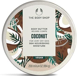 The Body Shop Coconut Body Butter (1x 200ml), Body Moisturiser with Shea Butter, Body Cream for Very Dry Skin, 96H Nourishing Moisture, Body Care for All Skin Types, Vegan Formula