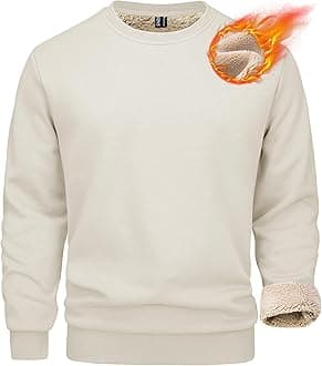 MAGCOMSEN Men's Sherpa Lined Sweatshirts Fleece Pullover Basic Tops Warm Crewneck Winter Sweatshirt