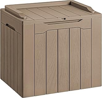 Devoko 30 Gallon Resin Deck Box Outdoor Indoor Waterproof Storage Box for Patio Furniture Pool Accessories Storage for Cushion Garden Tools (30 Gallon, Light Brown)