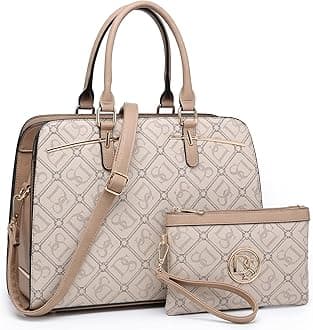 DaseinWomen Handbag Wallet Tote Bag Shoulder Bag Hobo Bag Top Handle Satchel Purse Set 2pcs w/ 3 Compartments