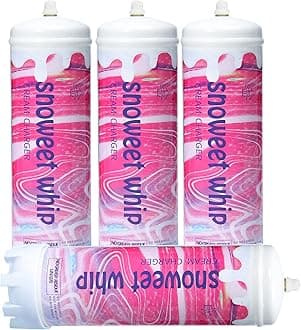 SNOWEET Cream Charger Tanks Original Flavor Steel Whipped Cream Dispensers 2.2L 1364Gram Whipped Cream Canisters with nozzles (Unflavour-4 Cylinders), 240617YW2.2L-4
