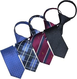 AUSKYPre-tied Adjustable Zipper Skinny necktie,2.35inch Clip on Slim Ties for men or boys (1 Pack & 4 Packs for option)