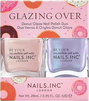 Nails Inc Be Your Inc.redible Self Glazing Over Donut Glaze Nail Polish Duo, Shimmer Shades, Iridescent Finish, Long Lasting, Air Dry, Cruelty Free, Vegan, 2 Piece Set