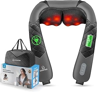 COMFIER Cordless Neck Massager with Heat, Back Massager for Pain Relief deep Tissue, 3D Shiatsu Neck Shoulder Massage Pillow with Carry Bag, Rechargeable Portable, Mens Gifts