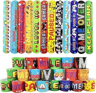 Gaming Slap Bracelets Wristband Slap Bands for Kids Gamer Party Bag Filler,24Pc Gamer Snap Bracelet Band Bulk for Kids Boys Girls Gaming Birthday Party Bags Supplies Favors,Classroom Prizes Gifts
