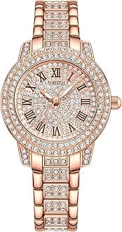 NIBOSI Women Wrist Watches Analog Rose Gold Dial Women's Watch for Girls&Miss&Ladies Diamond Studded with Stylish Girlfriend Watches
